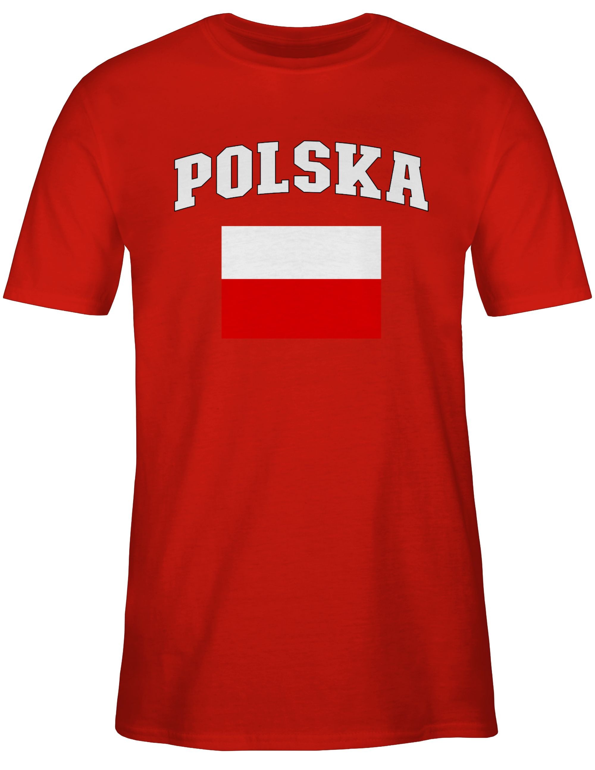 T-Shirt Polska Schriftzug mit Flagge, Polen, Poland, Polnisch