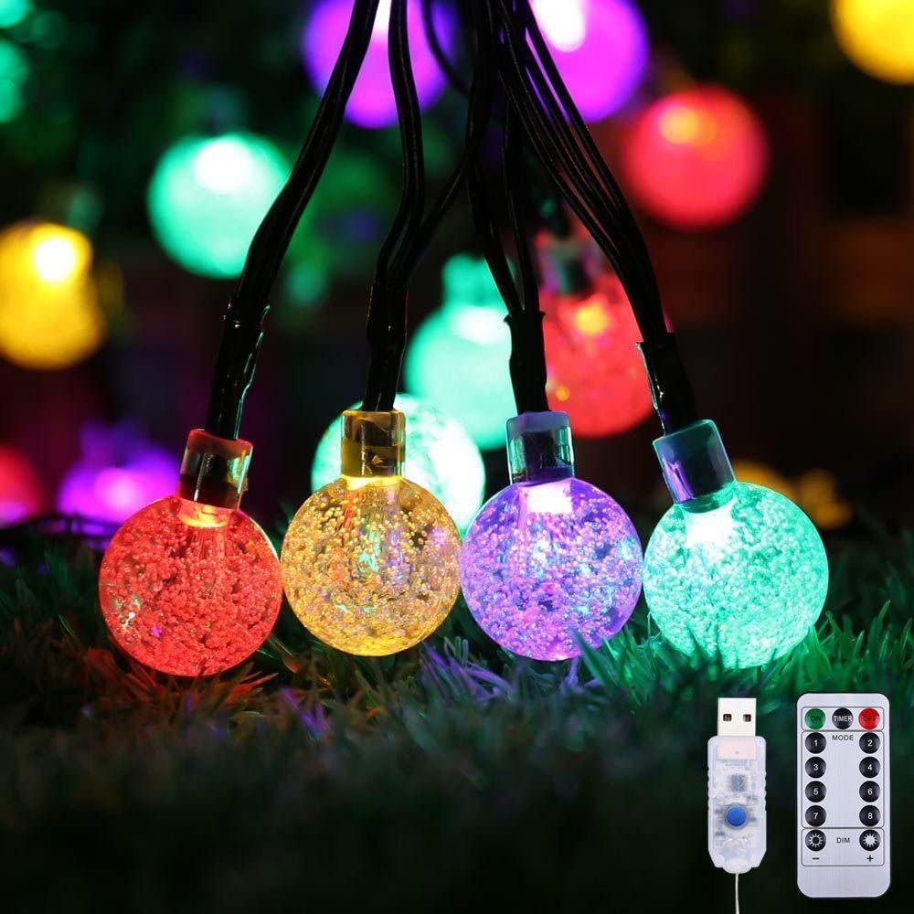 Lapalife LED-Lichterkette »Kristallkugel, grüner Draht, Timer, 8 Modi, mit  Fernbedienung, USB, für Weihnachts- und Hochzeitsdekoration«