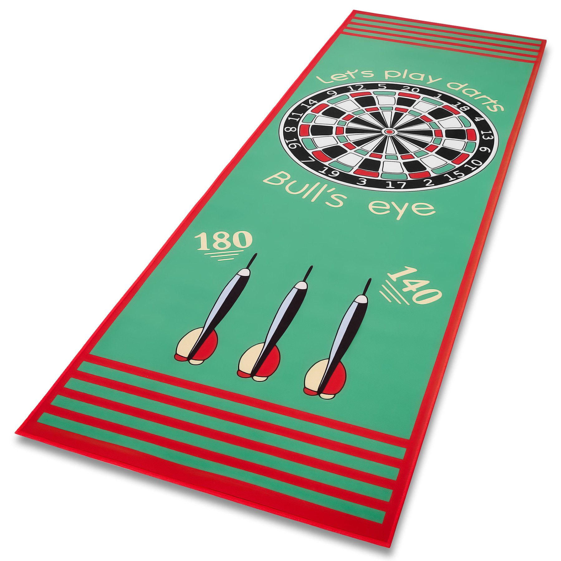BigDean Dartmatte Dartteppich Bulls-Eye mit offiziellem Spielabstand 79x237cm rutschfest