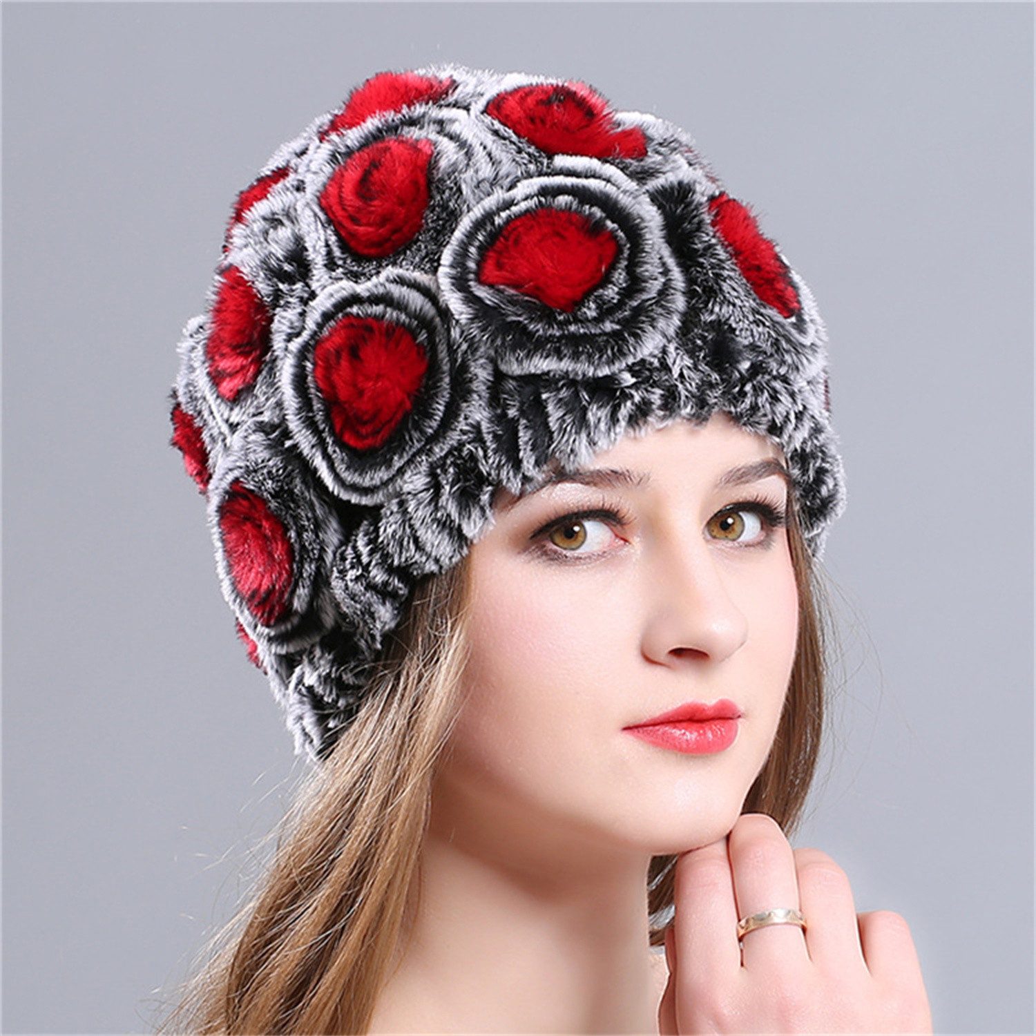 autolock Jerseymütze Frauen Mütze, hergestellt aus Kaninchenfell günstig online kaufen