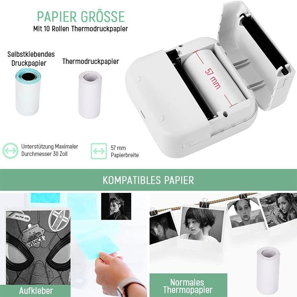Drucker, Drucker- Smartphone Pocket Kopierpapier Fotodrucker Thermofotodrucker, und Taschendrucker, für ZAXSD Thermodrucker, Mini