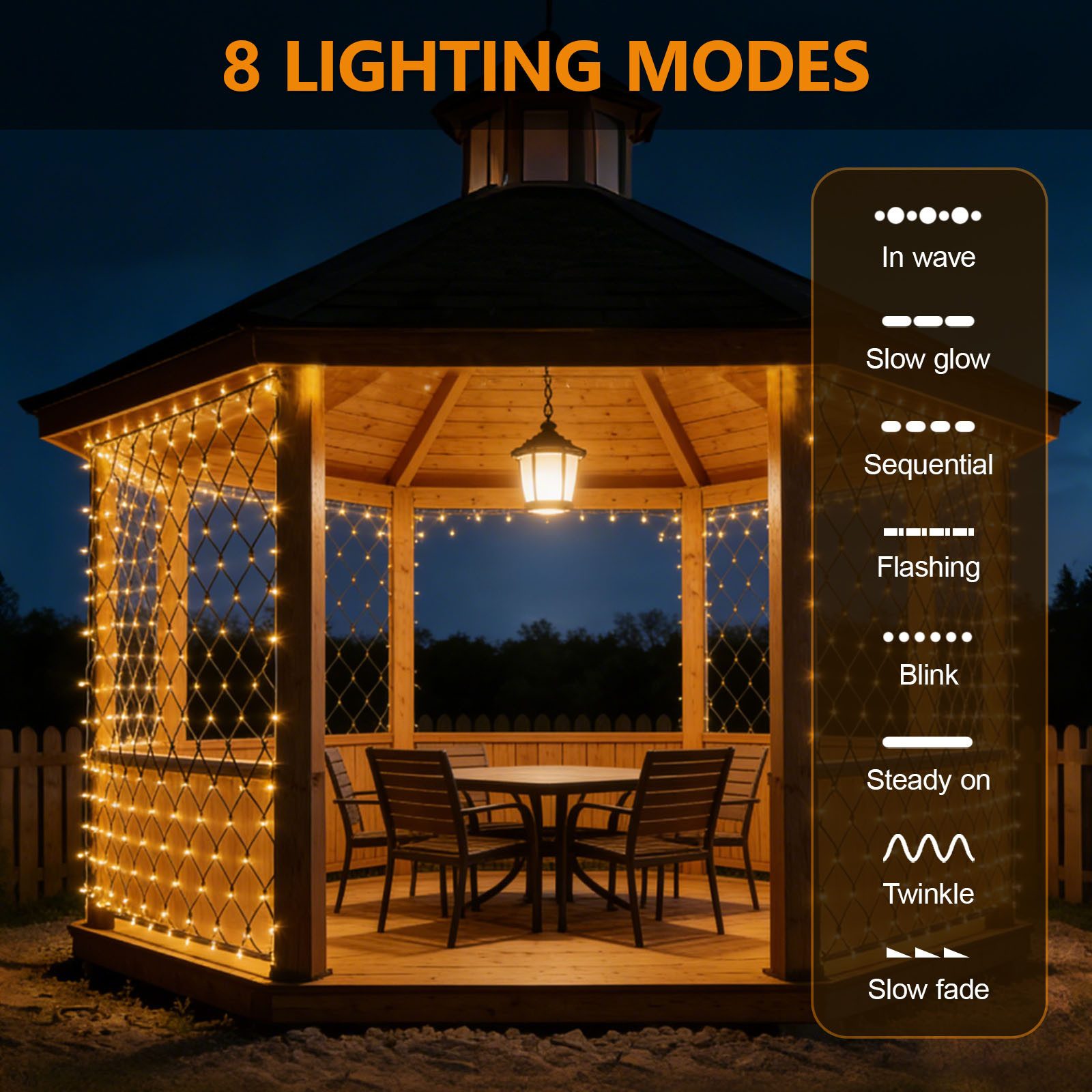 OZAVO LED-Lichternetz LED Lichterkette Außen mit Fernbedienung Timer warmweiß, 3 x 2m, 200-flammig, Lichternetz Innen mit 8 Modi für Büsche Garten Zimmer Balkon