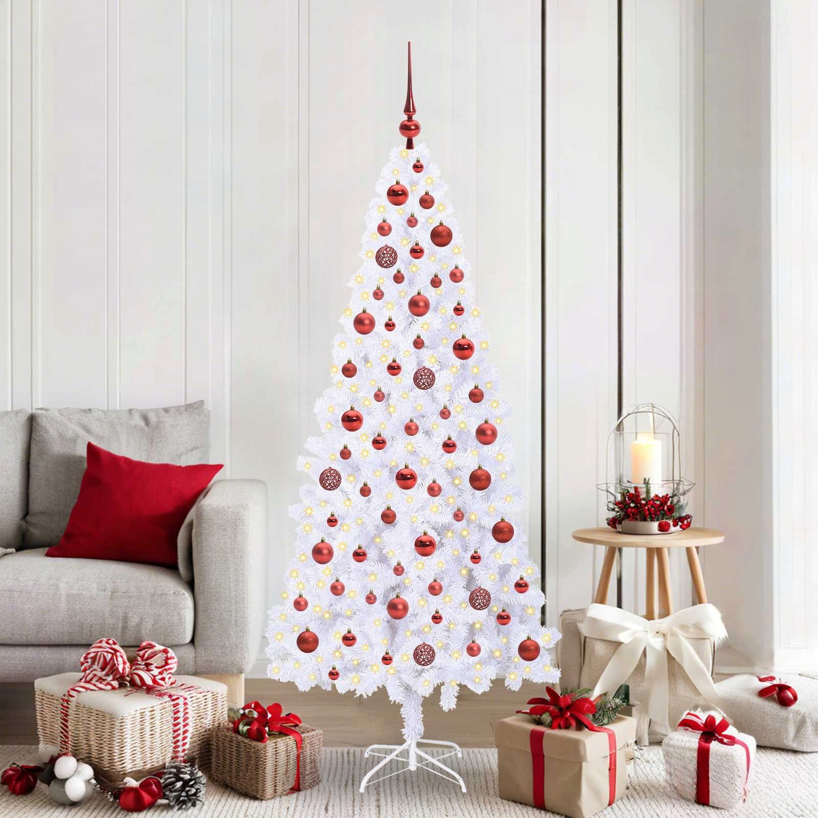 vidaXL Künstlicher Weihnachtsbaum Künstlicher Weihnachtsbaum Weiß 180 cm PVC und Stahl