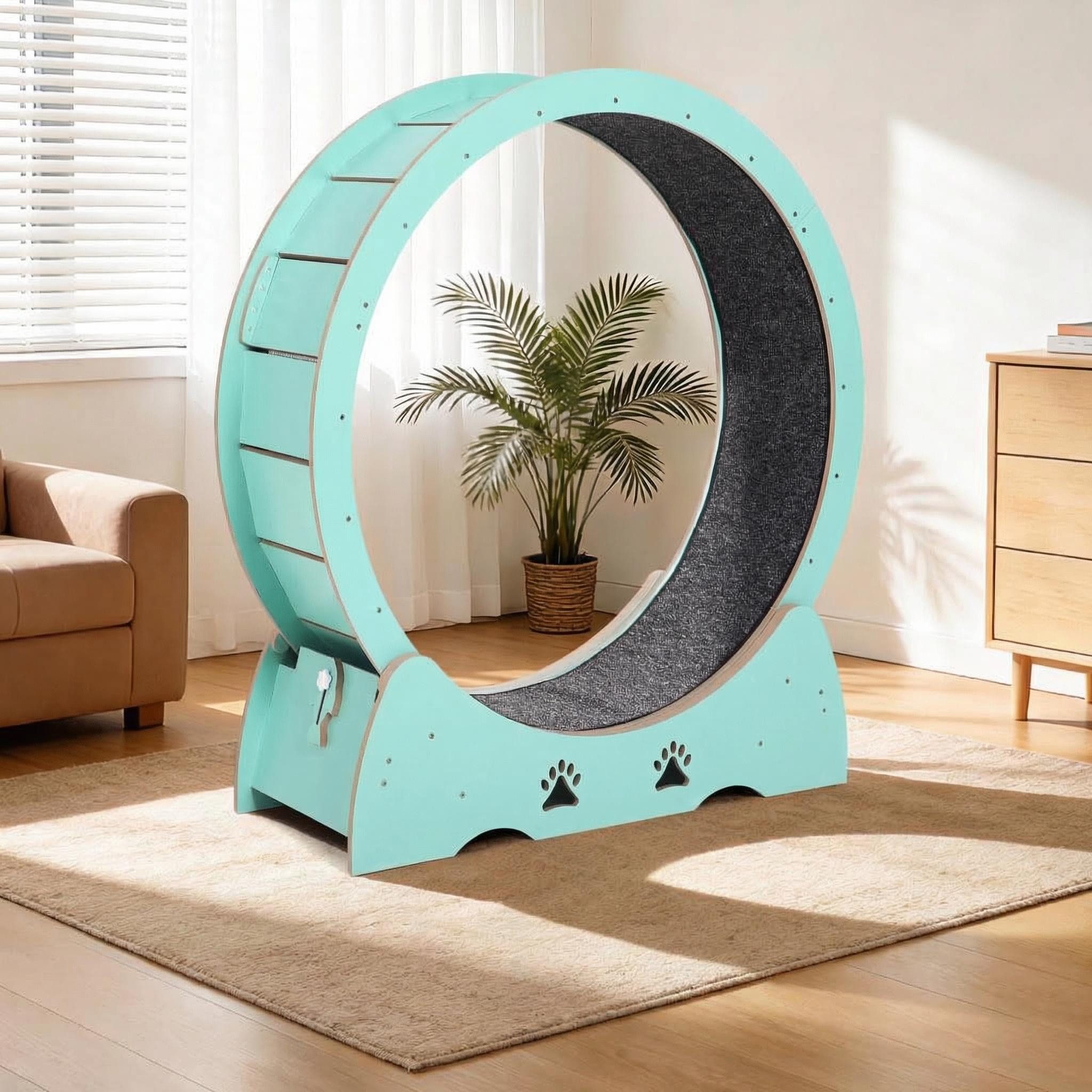 GarveeMore Tierlaufrad mit Trainingszubehör, Durchbrochenes Design, Durchmesser 87 cm, für Katzen bis 16,3 kg, grün