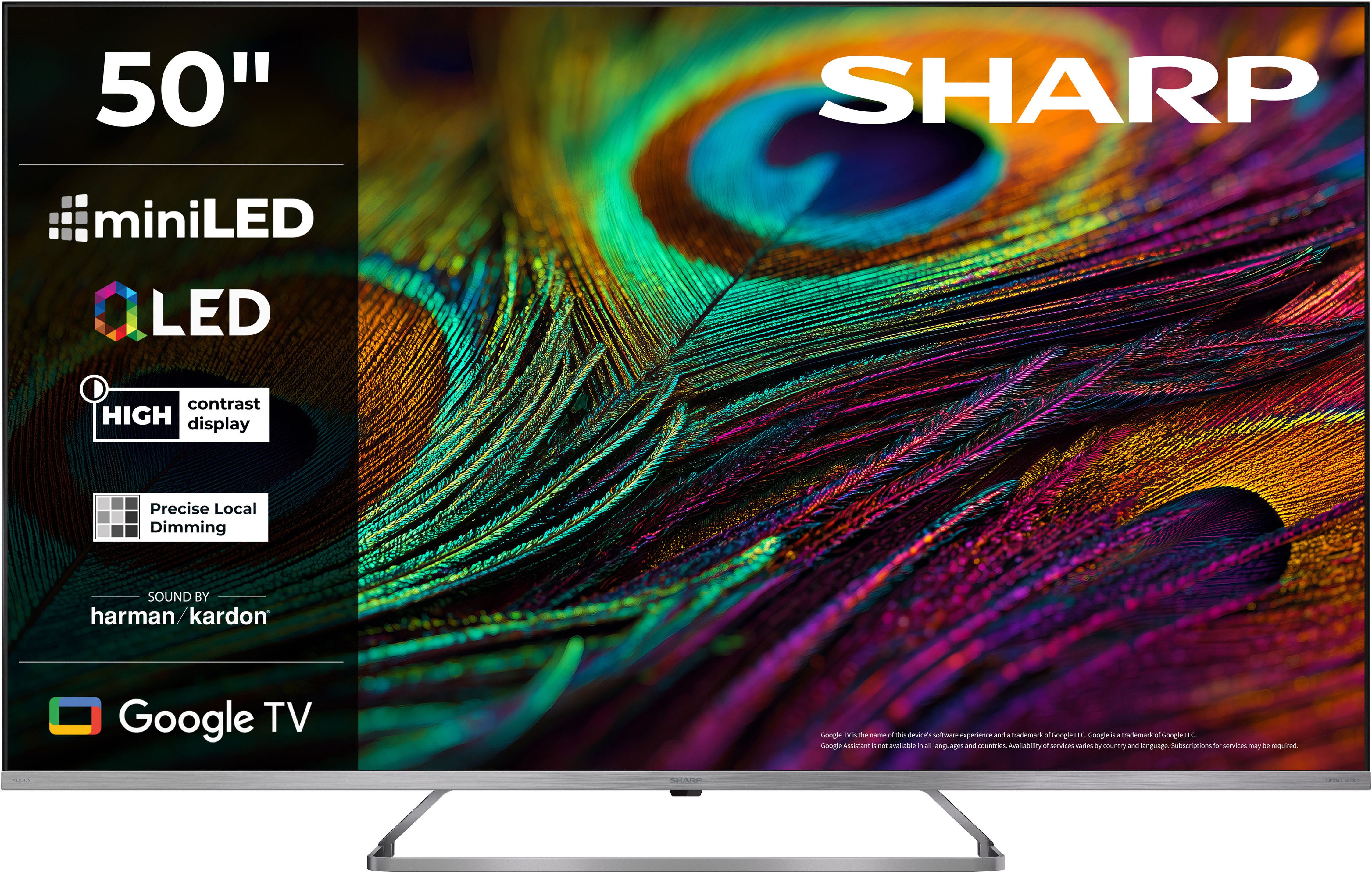 Sharp 4T-C50JPx QLED Mini LED-Fernseher (126 cm/50 Zoll, 4K Ultra HD, Google TV, Smart-TV)