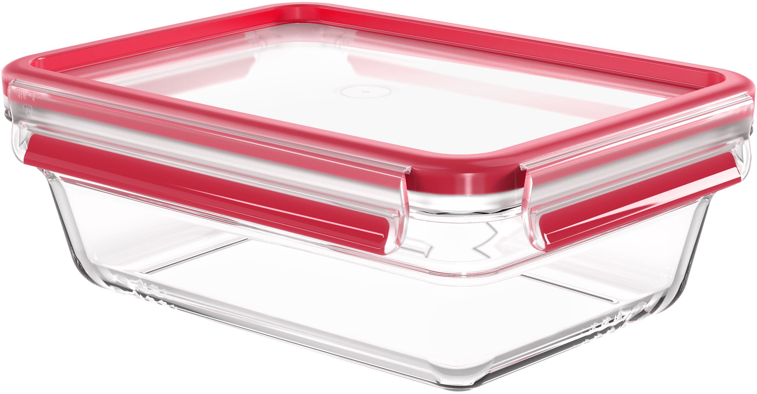 Emsa Aufbewahrungsbecher Clip & Close Glas, Glas, Polyprophylen (PP), (2-tlg), 1,3 Liter, rechteckig, Stapelkante, backofengeeignet, auslaufsicher
