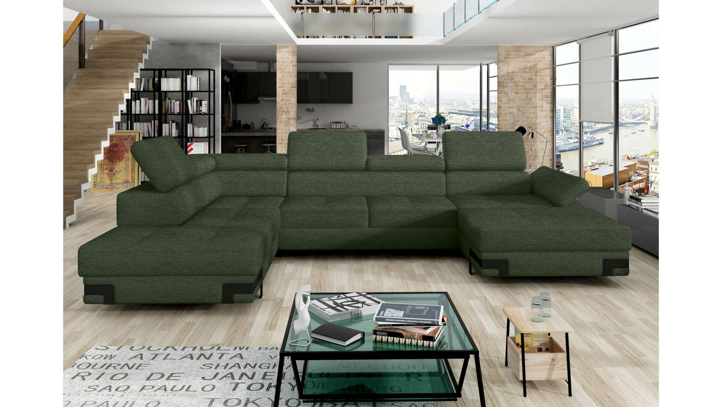 mit Design bestellbar, Bettfunktion, Stylefy Relaxfunktion, Modern oder mane XL, Wohnlandschaft Rio rechts U-Form, Sofa, links