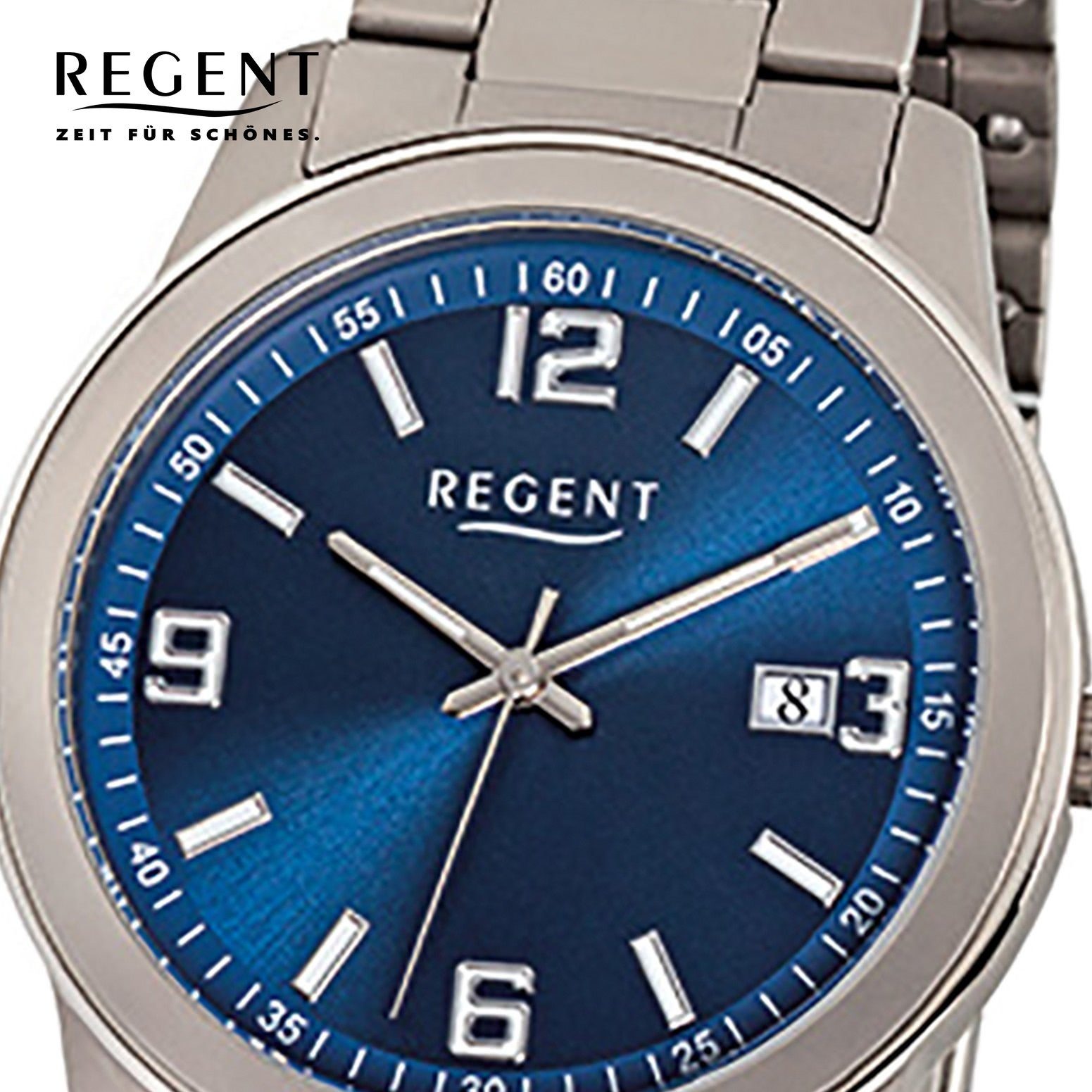 Herren silber Regent 38mm), Regent rund, Analog, mittel Armbanduhr Titanarmband Quarzuhr Herren-Armbanduhr (ca. grau