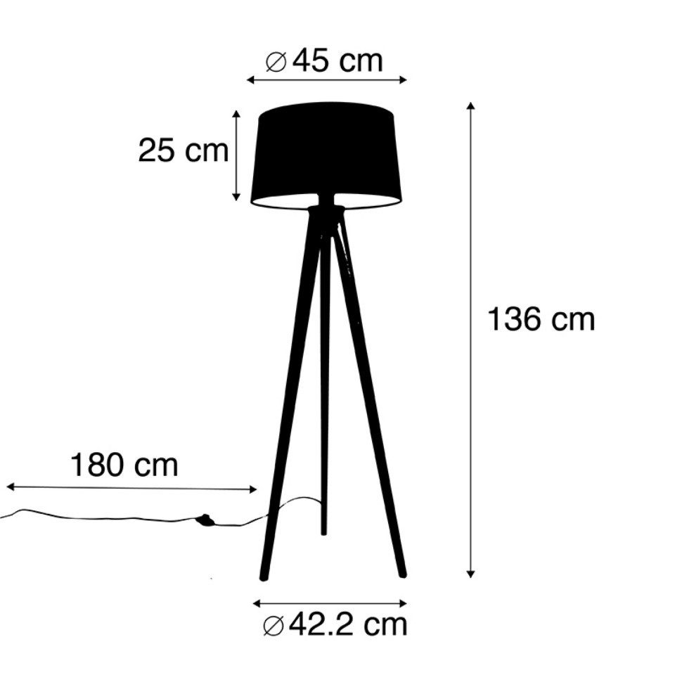 Qazqa Stehlampe Tripod_classic, ohne Leuchtmittel, Warmweiß, QAZQA Stehlampe, e27, Grau, Holz, Landhaus