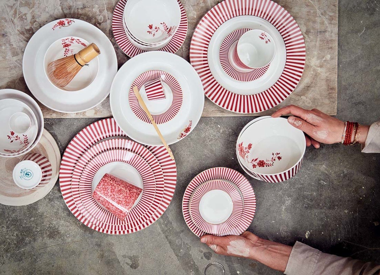 PiP Studio Schale Royal Stripes Bowl dark pink 12 cm, Porzellan, (Schüsseln & Schalen), Bowl Royal Stripes Dark Pink 12cm
