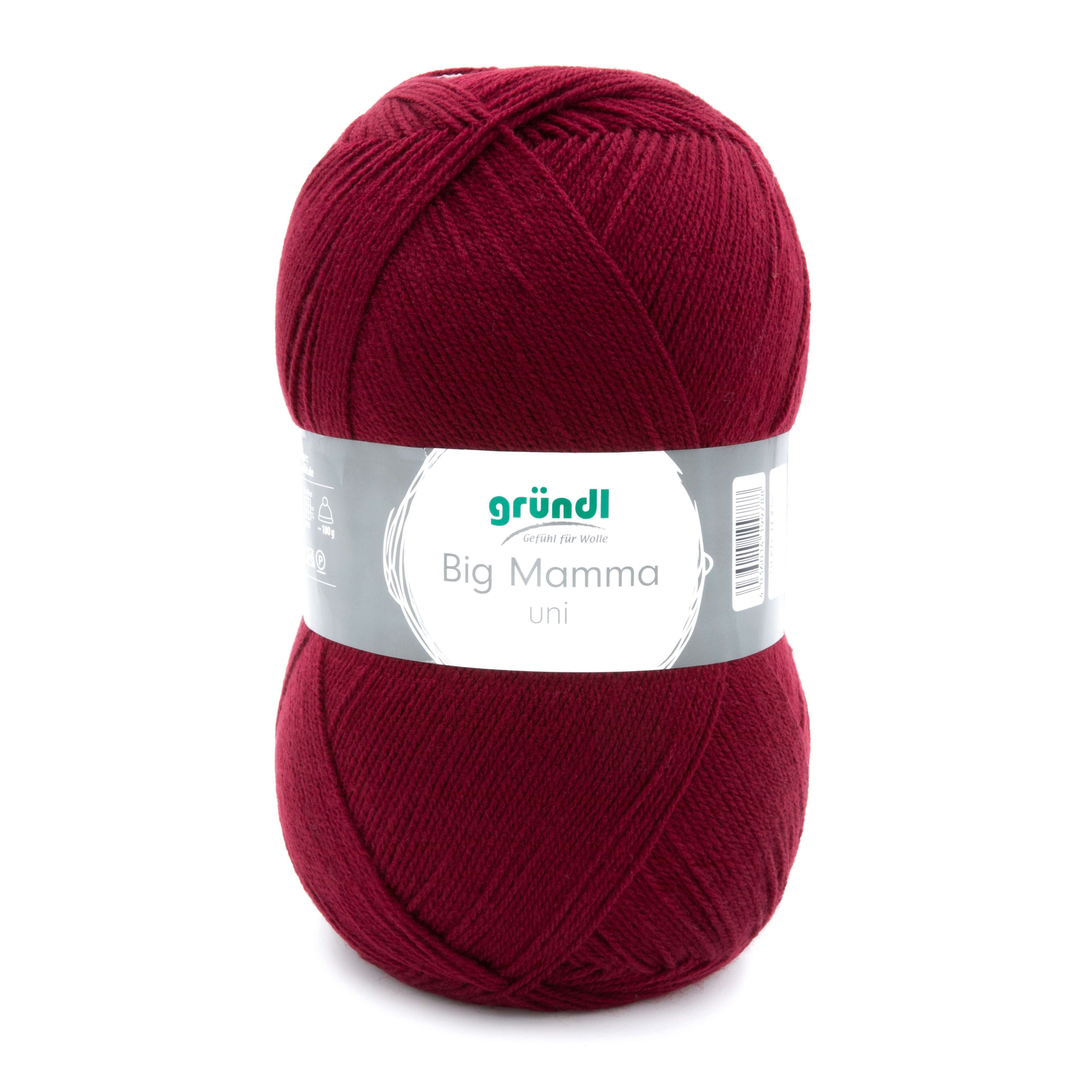 Gründl Wolle 400g Big Mamma uni Großknäuel Strickgarn Häkelgarn Häkelwolle, 1040,00 m (Wolle zum Stricken und Häkeln, pflegeleicht, waschbar, schnell trocknend, wollartiger Charakter), Wolle ohne Schurwolle