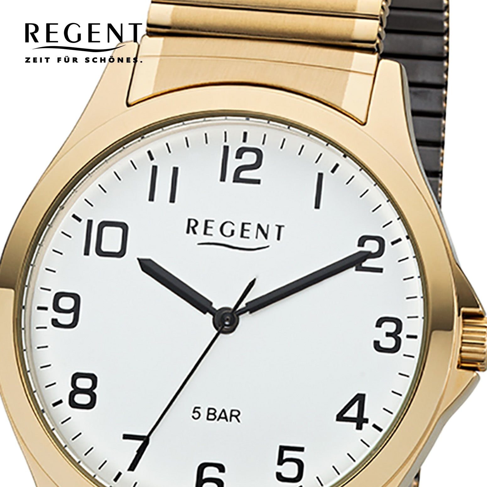 Uhr Herren 1243486 Regent 39mm), mittel Metall Quarz, (ca. Herren Quarzuhr Metallarmband rund, Armbanduhr Regent