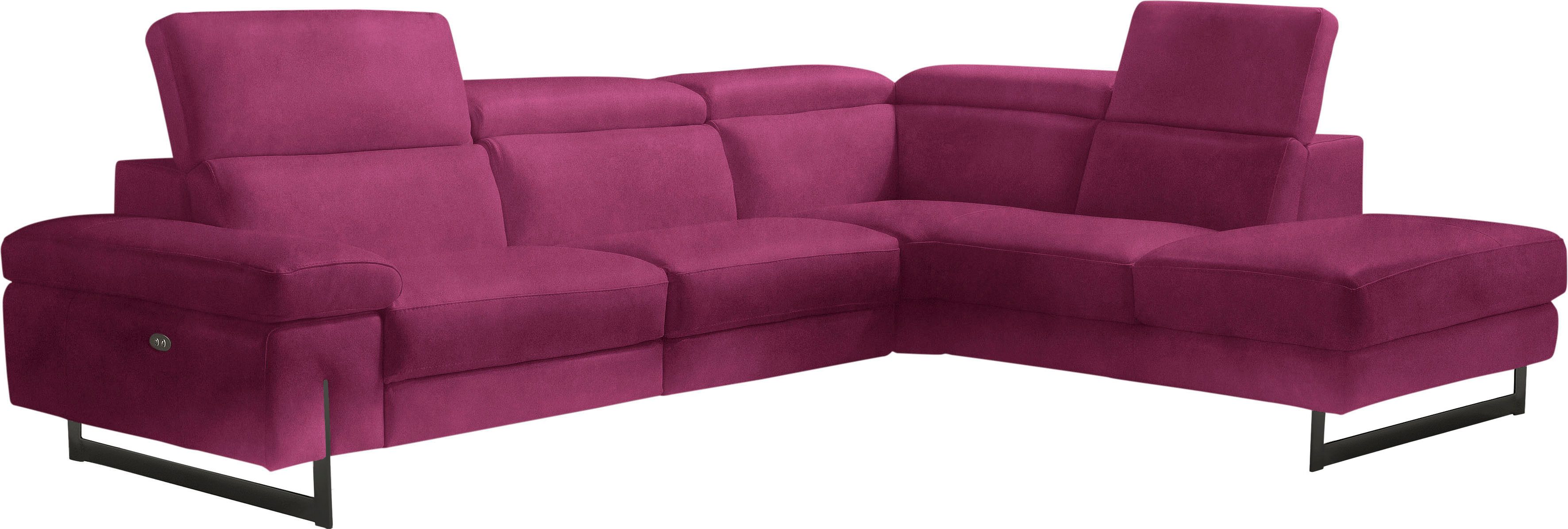Egoitaliano Ecksofa Candice, elegant, edel und bequem, erstklassiger Sitzkomfort, L-Form, inkl. 2 elektrischer Relaxfunktionen, Bedienung über Taste an Armlehne