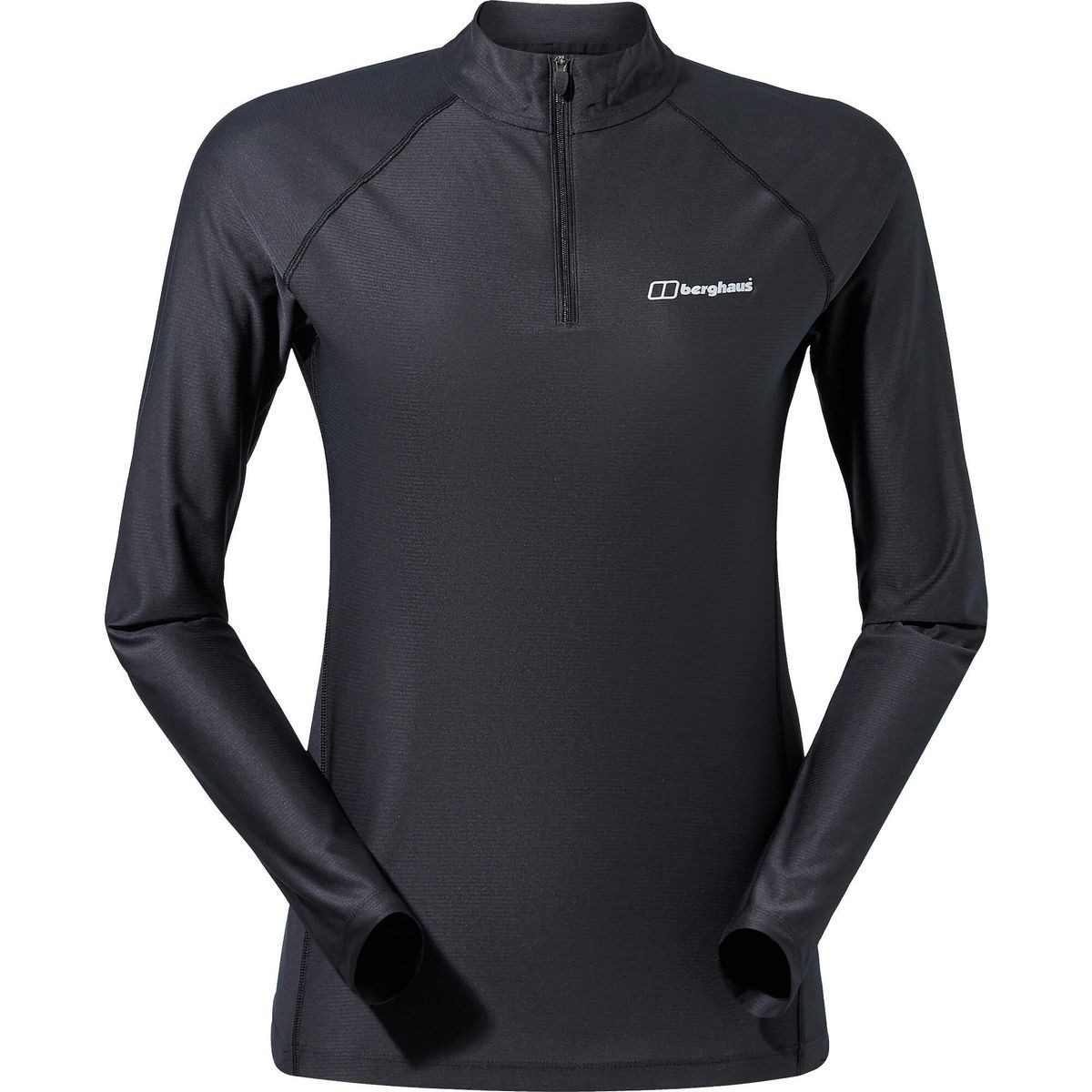 Berghaus Layershirt 24/7 Long-Sleeve Half Zip Tech T-Shirt für Damen - Schwarz Atmungsaktives und elastisches Langarmshirt für Damen, ideal für