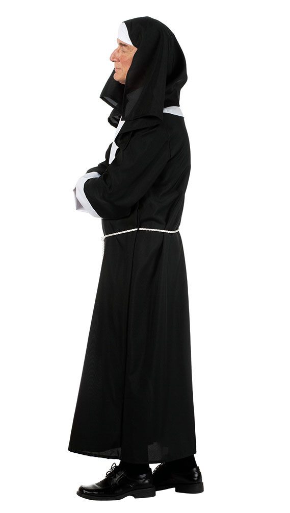 Karneval-Klamotten Nonnen-Kostüm Junggesellenabschied Herrenkostüm Nonne JGA, Hochwertiges Nonnen-Kleid Männer schwarz-weiß inkl. Haube