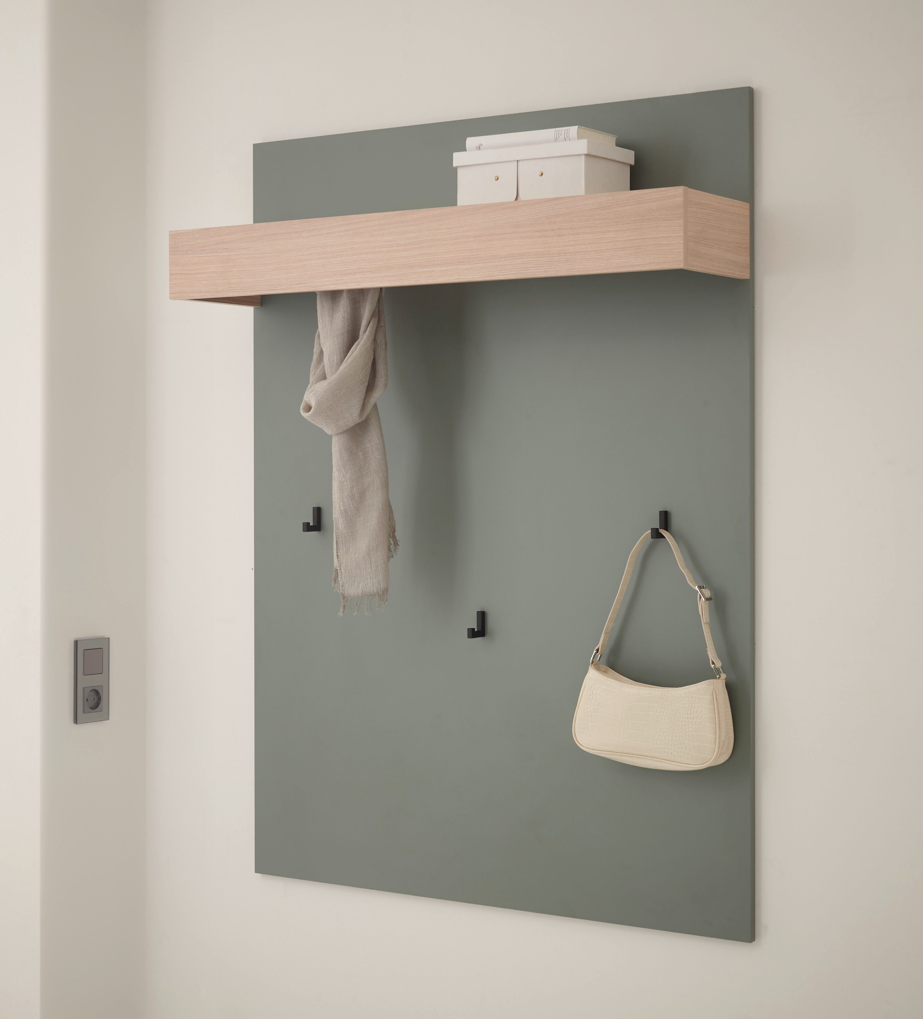 INOSIGN Шафиpaneel GiRON/CiTY, Wandregal in vier Farben, Flurgarderobe mit Hutablage, mit Kleiderstange und Haken, 100 cm breit