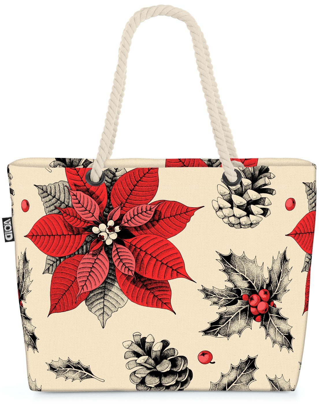 VOID Strandtasche (1-tlg), Adventsstern Weihnachtsstern Beach Bag Adventsstern Stern Blume Mistel Mistelzw