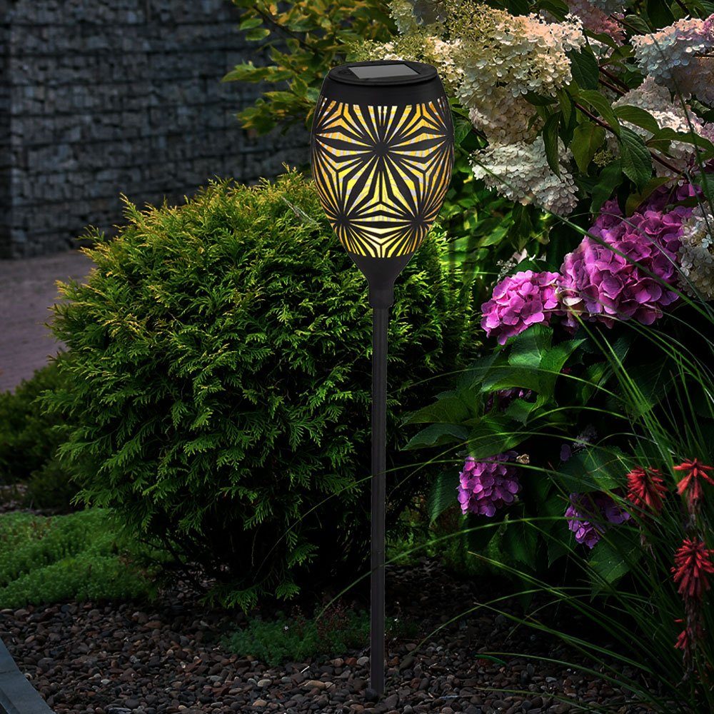 LED schwarz warmweiß Steckleuchte fest matt verbaut, etc-shop Metall Gartendeko LED Warmweiß, LED-Leuchtmittel Solarleuchte, Solarlampe