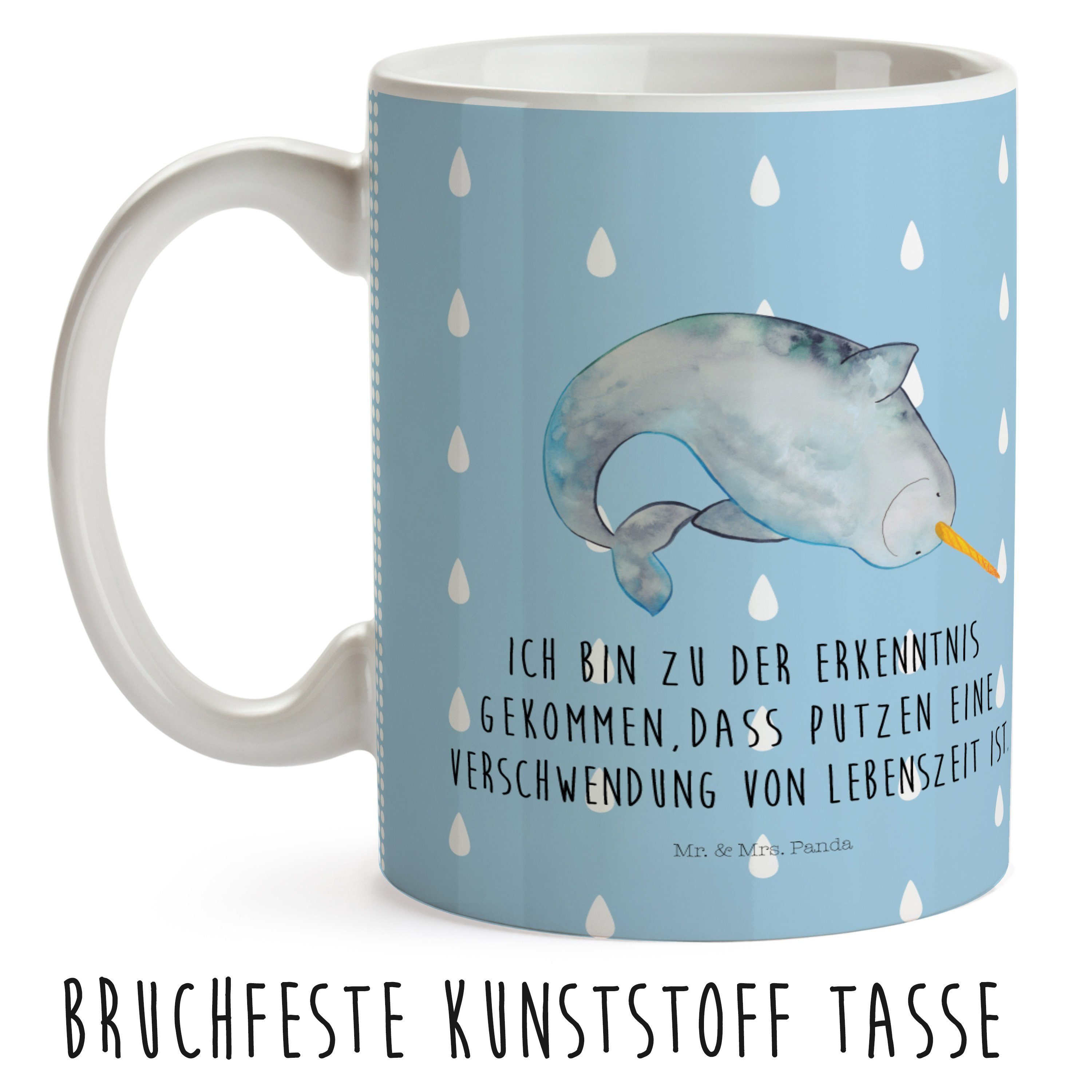 Kinderbecher & Trinkbeche, Panda Narwal Kunststoff Reisetasse, Blau Mrs. Pastell - - Geschenk, Mr. Kaffeetasse,