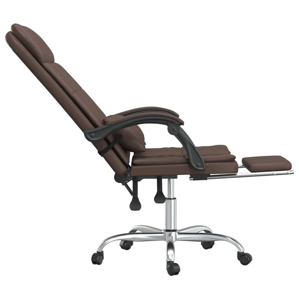 vidaXL Bürostuhl Bürostuhl mit Braun Braun Kunstleder Massagefunktion Braun (1 St) 