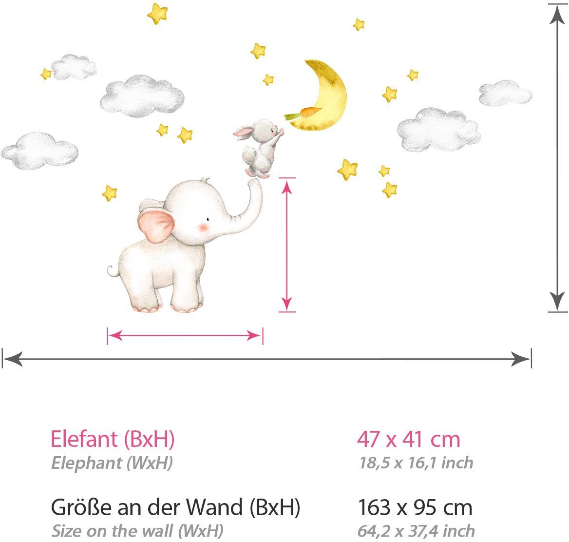 little DECO Wandtattoo »Little Deco Wandtattoo Elefant & Hase mit Mond und Sternen«-HomeTrends