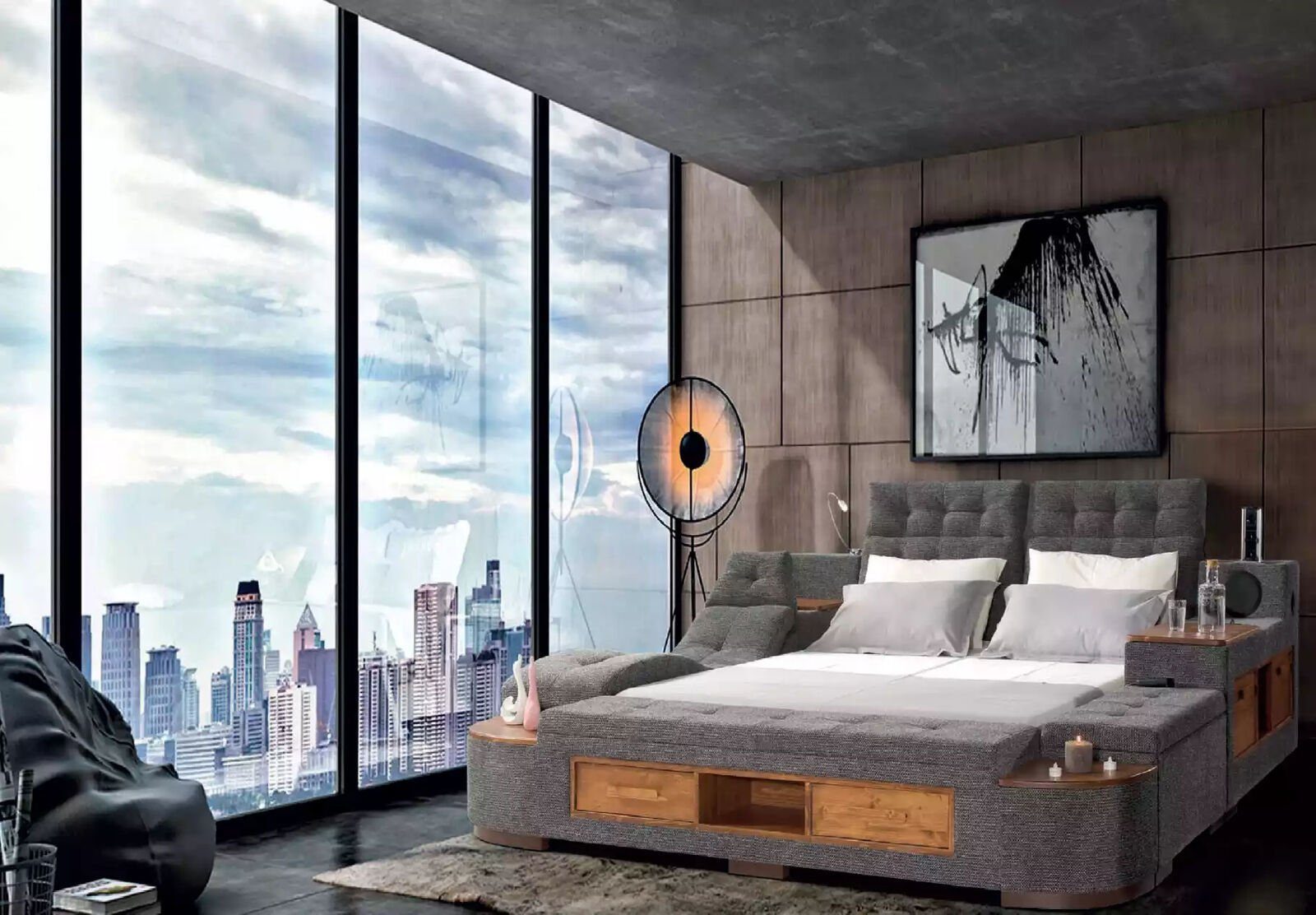 JVmoebel Multimediabett Modernes Doppelbett mit multifunktionalem Design und stilvollem Finish (1-tlg., Bett), Made in Europa