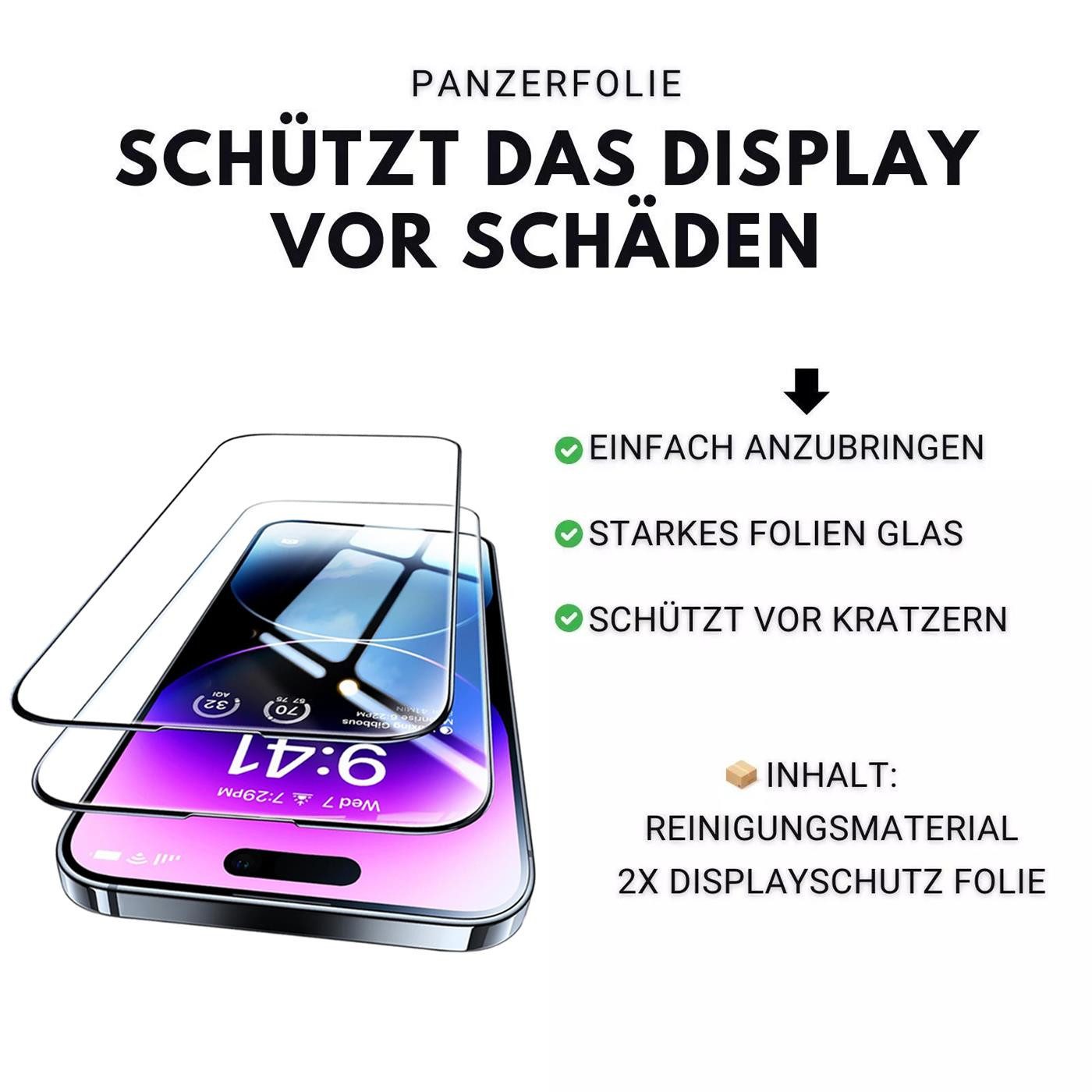 CoolGadget Handyhülle Premium Handyhülle mit verstellbarer Handykette für iPhone 13, Hülle zum Umhängen Kette inkl. 2x Displayschutzfolie aus Glas