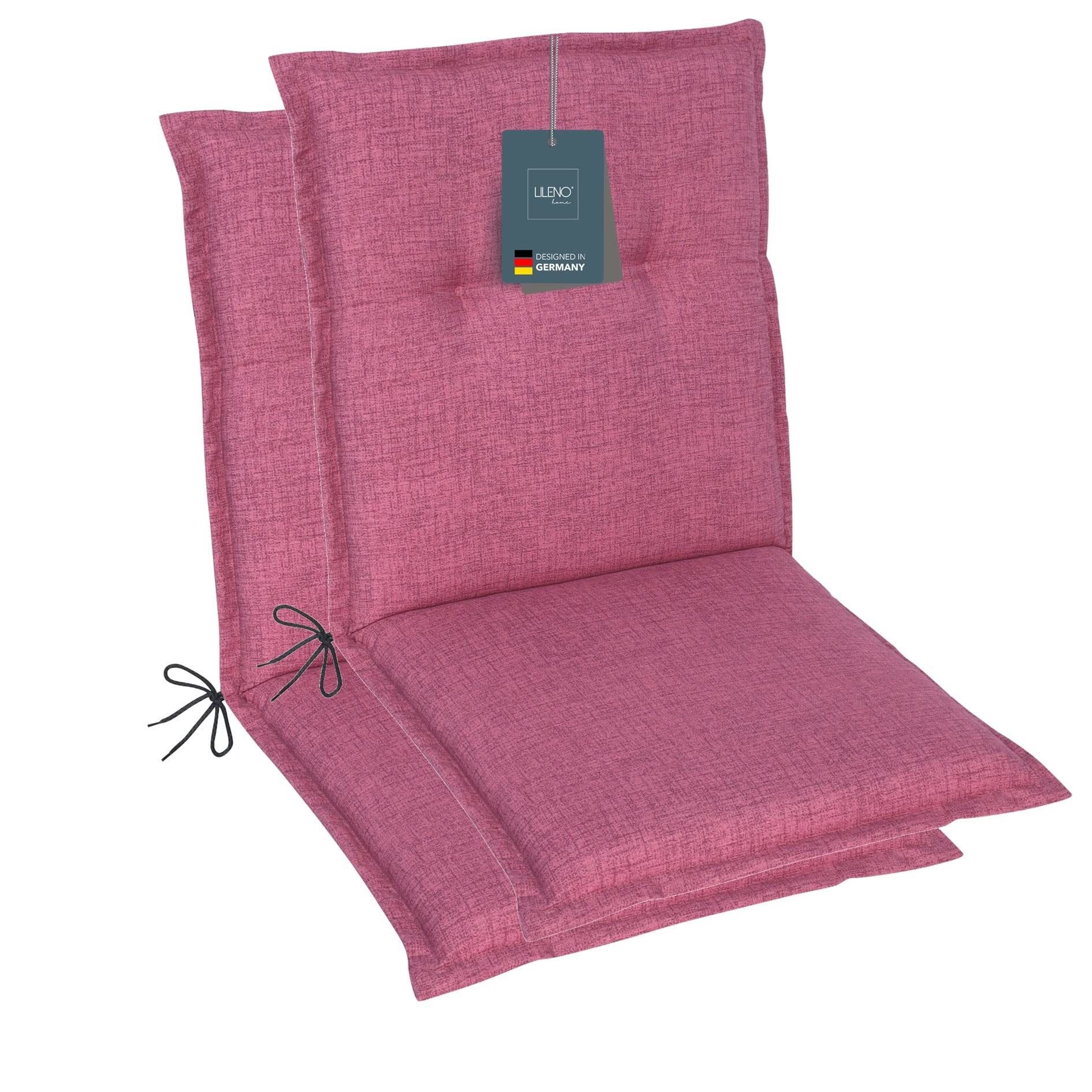 LILENO HOME Polsterauflage Niedriglehner, bequeme Sitzauflage für Gartenstühle, Stuhlkissen, (2 St., 2er Set), Gartenstuhl Auflage Pink, Sitzpolster waschbar