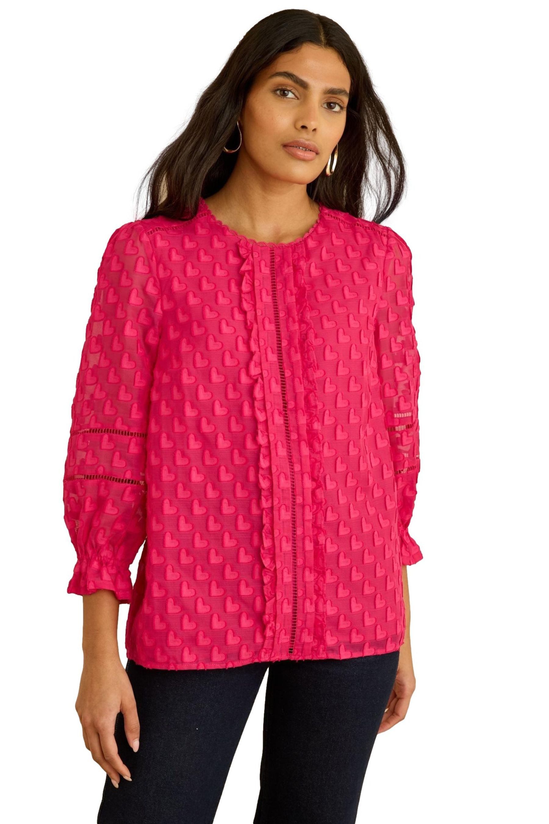 Love & Roses Langarmbluse Love & Roses Bluse, 3/4-Ärmel + 3D-Herz, Regular (1-tlg)