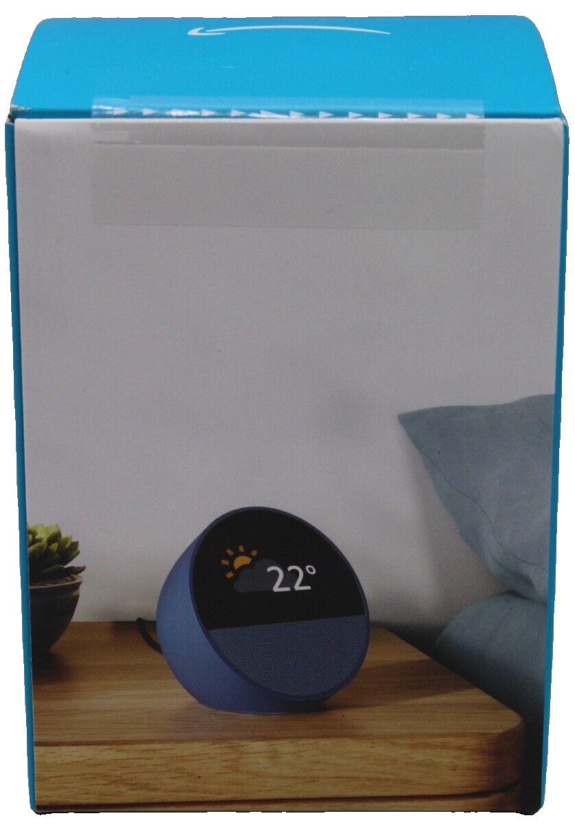 Amazon Echo Spot 2024 Kompakter & Smarter Lautsprecher WLAN Bluetooth Wecker Smart Speaker (WLAN (WiFi), Bluetooth, voller Klang mit Sprachsteuerung Energiesparmodus)