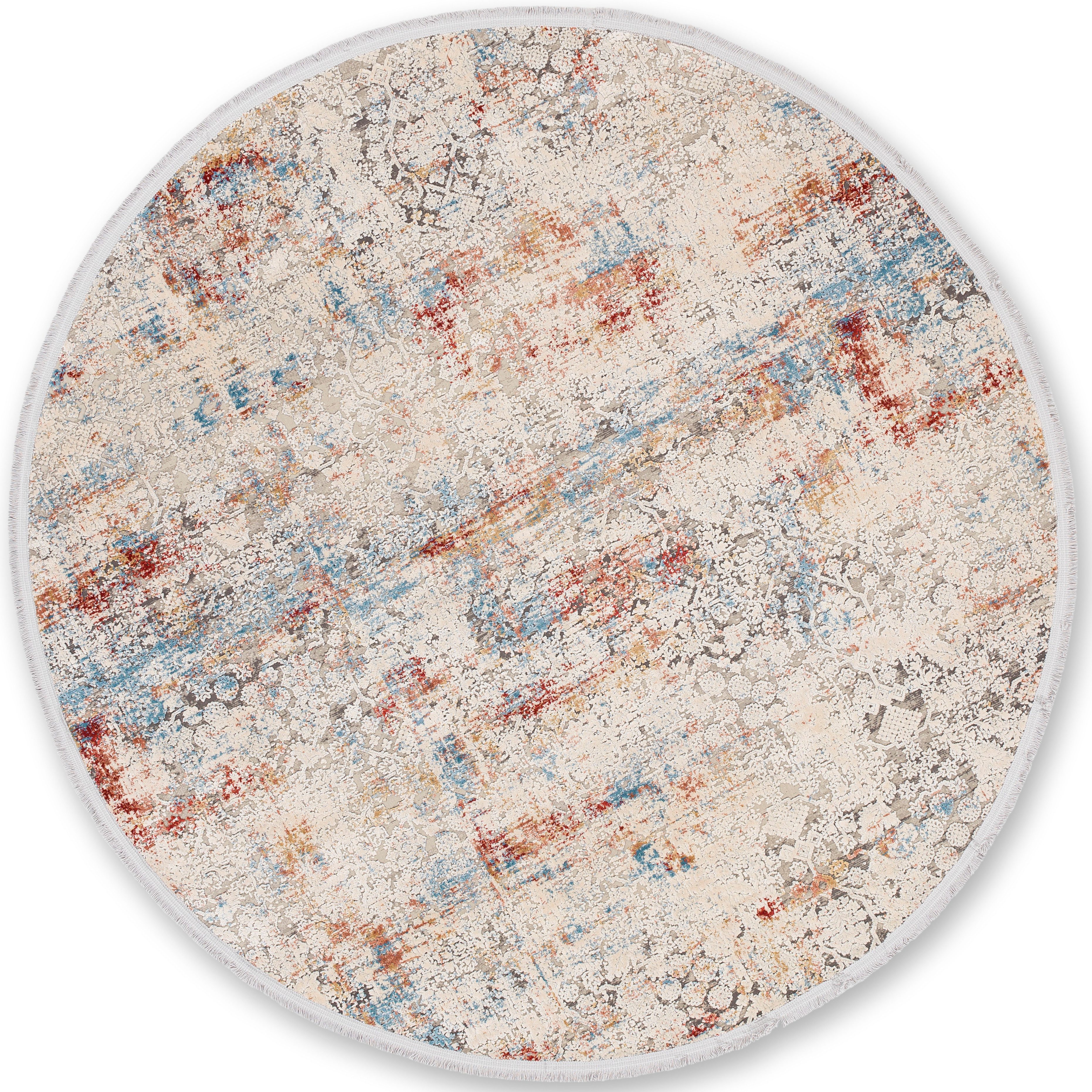 ASTRA Teppich Gravina 231, rund, Höhe: 8 mm, seidiger Schimmer durch Viskose, Hoch Tief Struktur, Wohnzimmer