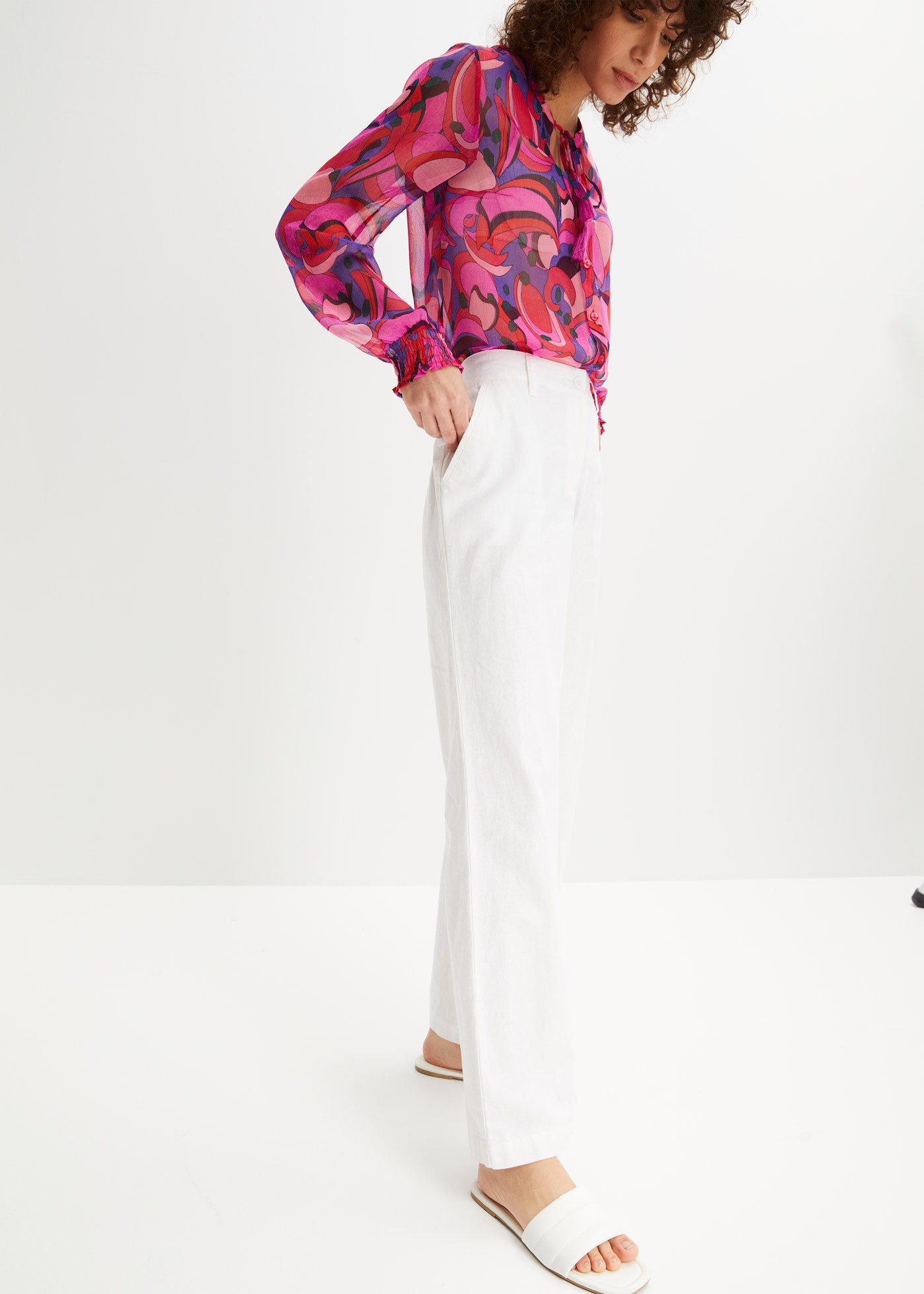 bonprix Leinenhose aus Leinen-Baumwoll-Mix, Loose Fit, komfortable Leibhöhe