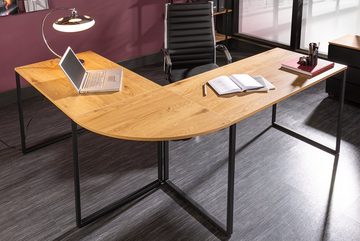 riess-ambiente Eckschreibtisch BIG DEAL 180cm natur / schwarz, Arbeitszimmer · Holzwerkstoff · Metall · Eichen-Optik · Home Office