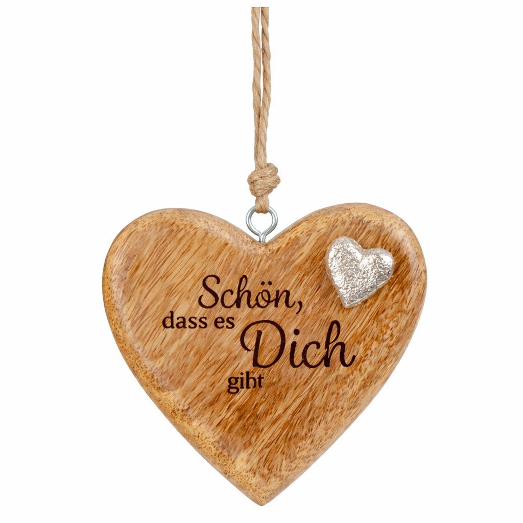 XiRRiX Dekohänger Dekoherz aus Holz - Holz Herz zum Aufhängen - mit schönem Spruch (Holz Herz zum aufhängen, kleines Geschenk Geburtstag, Muttertag), mit liebevollen Sprüchen