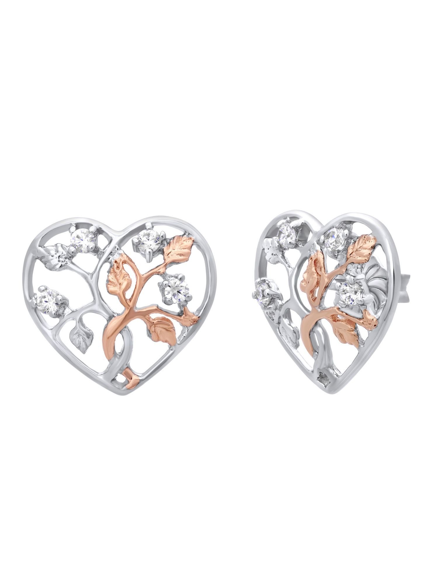 Julie Julsen Paar Ohrstecker JJER0794.8, Julie Julsen JJER0794.8 Damen Ohrstecker Lebensbaum Bicolor Rose Weiß