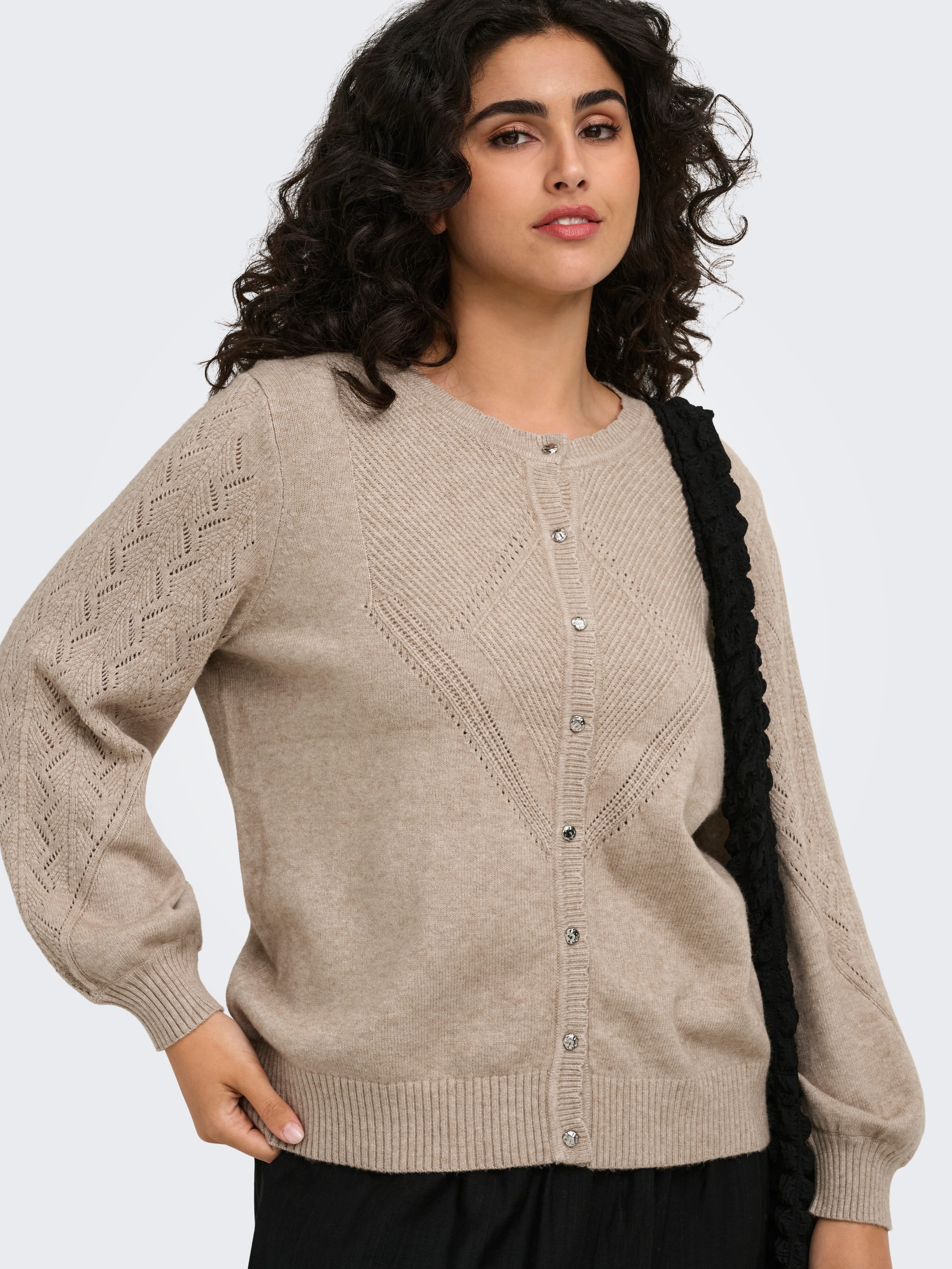 ONLY CARMAKOMA Strickjacke CARPRINCESS LS O-NECK CARDI NOOS Viskosemischung