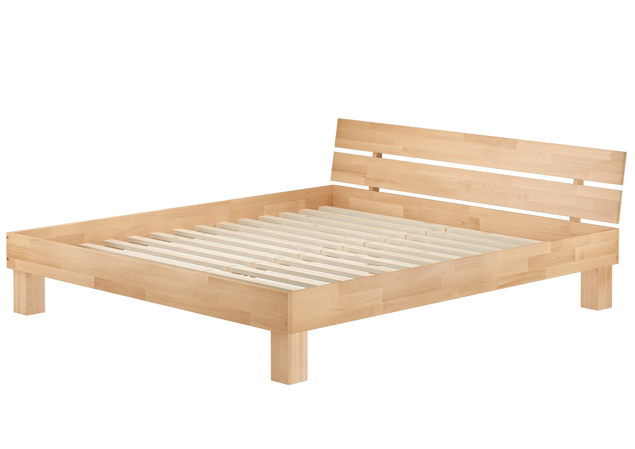 ERST-HOLZ Einzelbett Ehebett Futonbett Doppelbett Buche massiv geölt 180x220 mit Rollrost, Buchegeölt