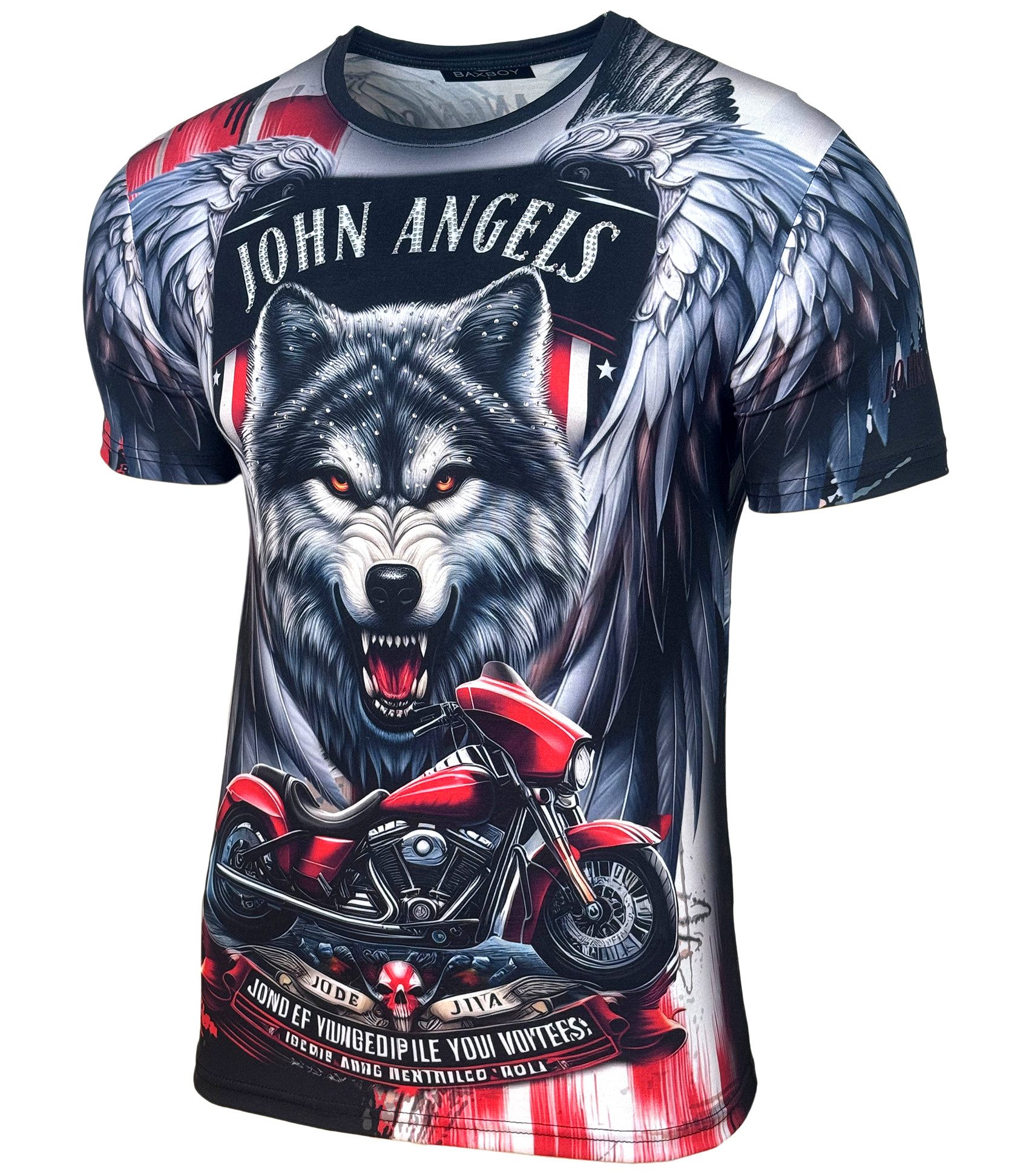 Baxboy T-Shirt Baxboy Moderner Männer Kurzarm Allover Print T-Shirt 220-229