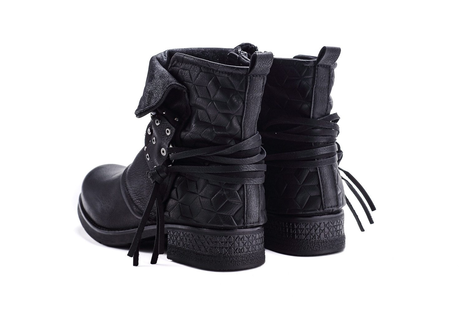 Pogolino ST20 Bikerboots Damen Biker Boots leicht gefüttert Nieten Reißverschluß