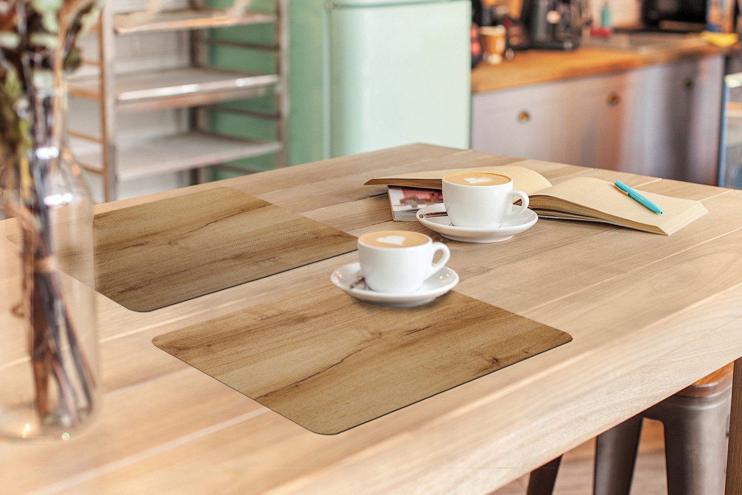 MuchoWow Platzset Holzoptik/print - Braun - Holz, (6-St), Platzsets, Tischset, Abwaschbar, Tischsets, Platzdeckchen – Bild 3 von 5