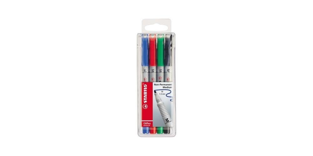 STABILO Folienstift OHPen Schreibfarbe: schwarz 1 grün, Strichstärke: rot, universal blau, Folienstift mm