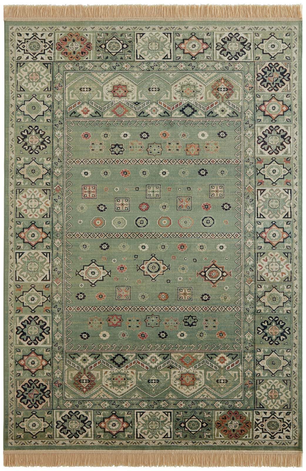 TaraCarpet Teppich Palazzo Royal Shal Allover, rechteckig, Höhe: 6 mm, Modernes Orientalisches Shal Allover Design in grün 80x140