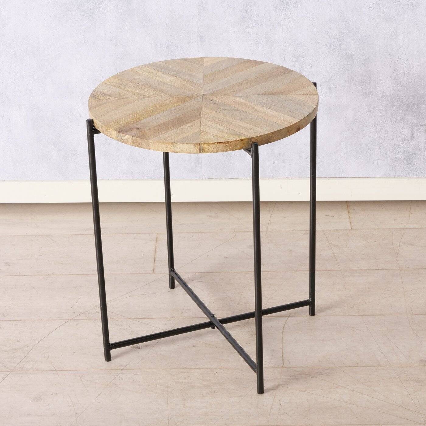BOLTZE GRUPPE GmbH Beistelltisch Kaffeetisch mit Mangoholzplatte MANDI, Ø 46 cm (funktional)