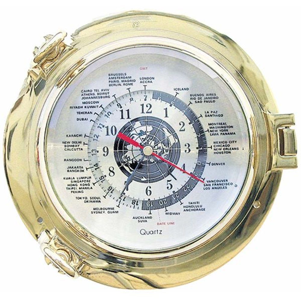 Linoows Uhr 22 Schiffsuhr Bullaugen Weltzeituhr, cm Wanduhr