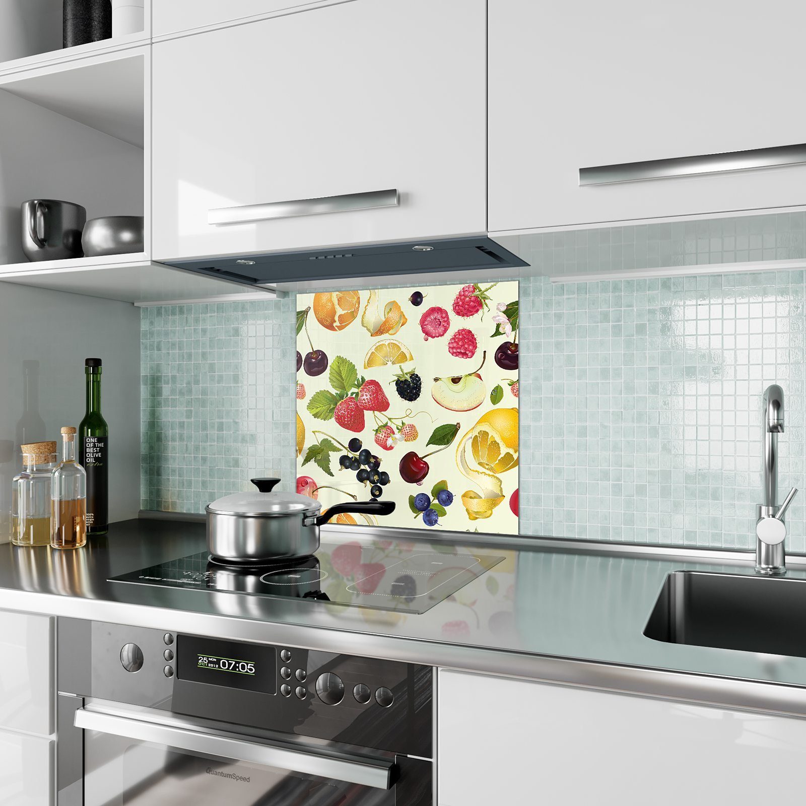 Muster Küchenrückwand Glas Spritzschutz Obst aus Primedeco Motiv Küchenrückwand mit