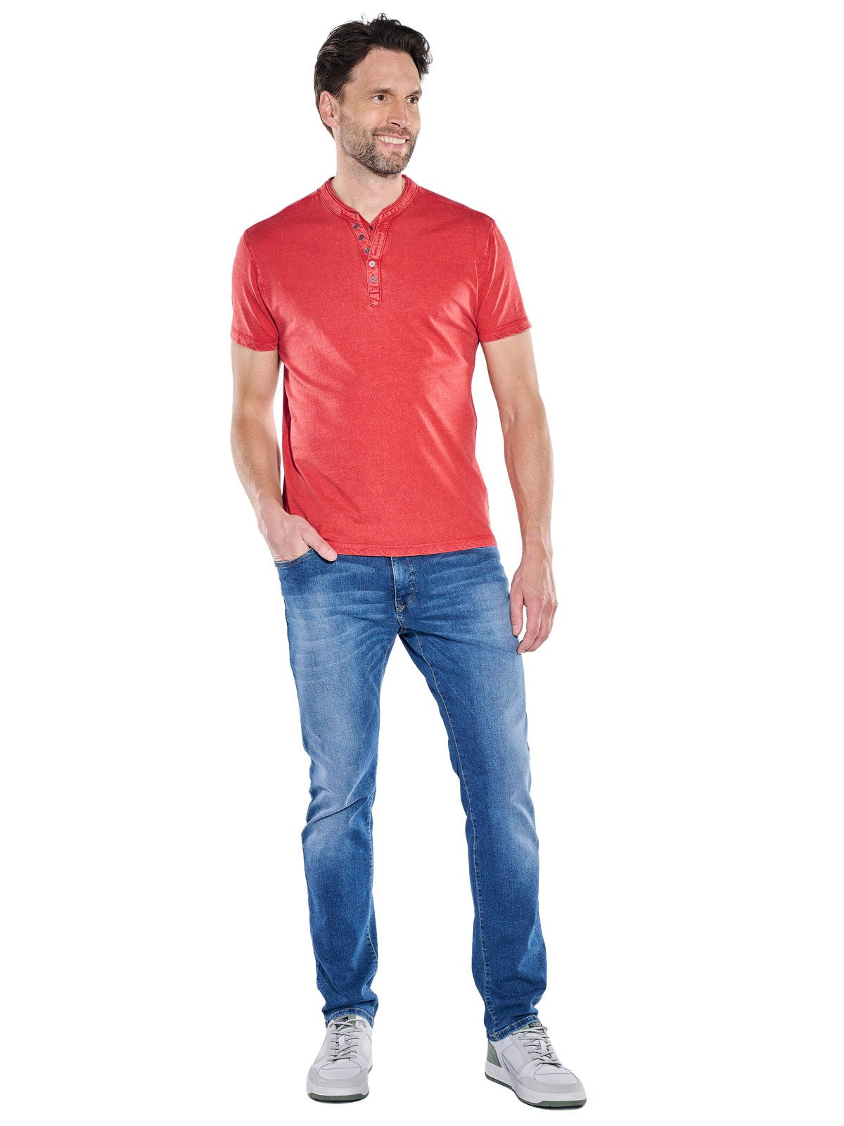 Engbers T-Shirt Herren Henley T-Shirt mit Knopfleiste, Feuerrot