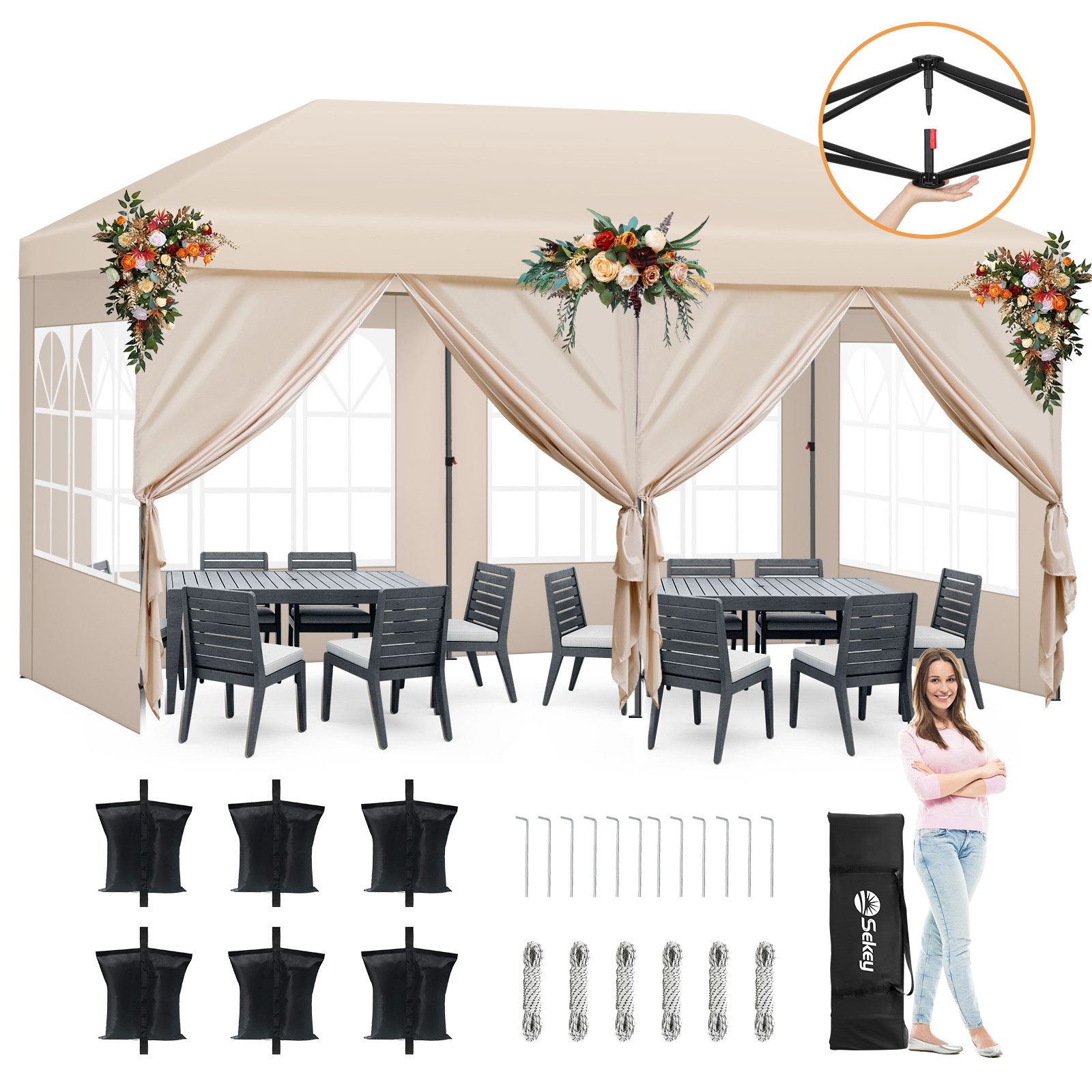 Sekey Faltpavillon Pavillons 3x6 m Partyzelte günstig online kaufen