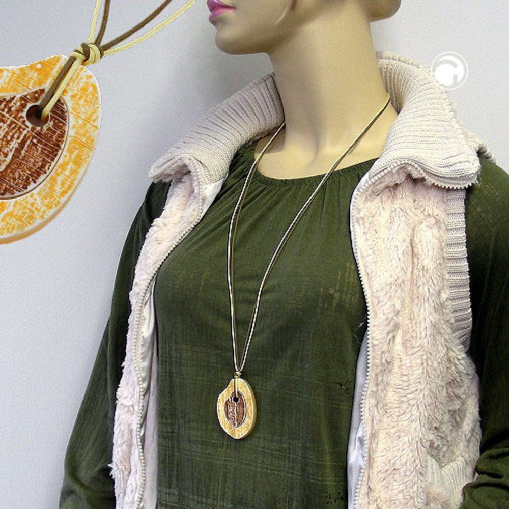 unbespielt Collier Modeschmuck Modeschmuck Braun-Gelb für Kette Kunststoff Damen 2 cm, 90 Baumringe