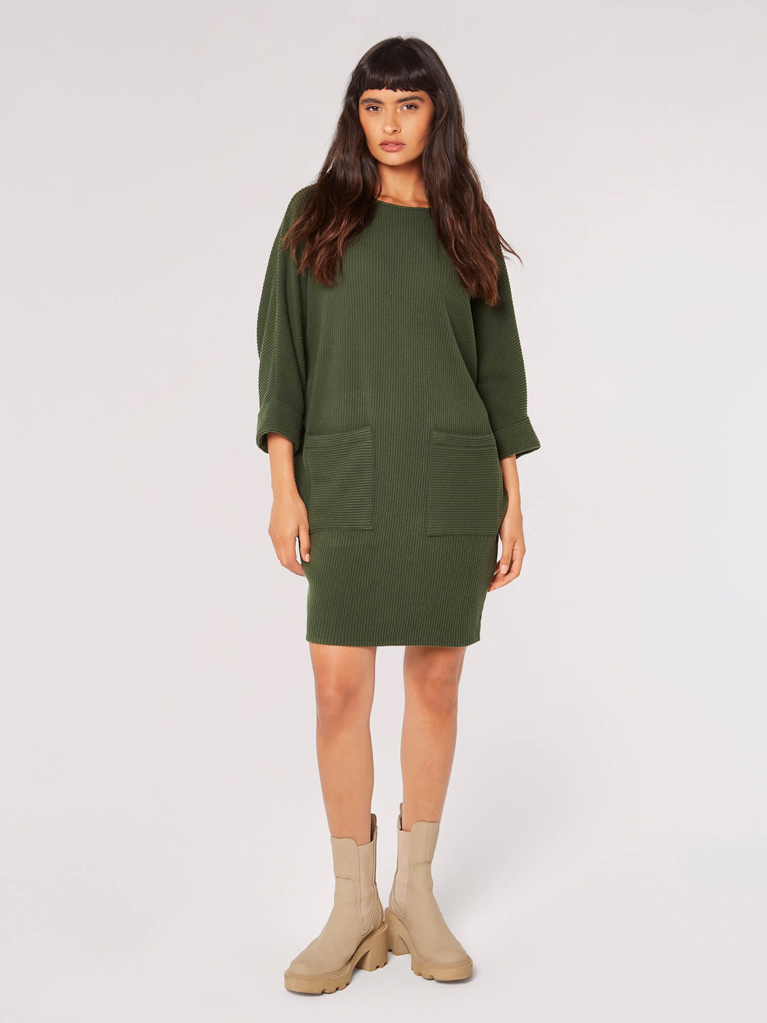 Apricot Strickkleid Cocoon Dress, mit Krempelärmeln günstig online kaufen