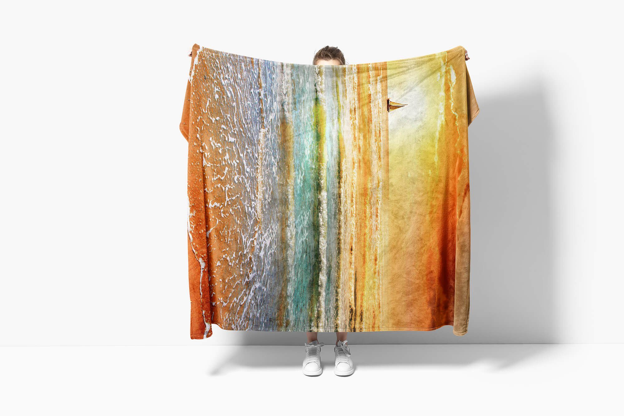 Handtücher Saunatuch Seg, Baumwolle-Polyester-Mix (1-St), Fotomotiv Malerisch Handtuch Strandhandtuch Handtuch Kuscheldecke Art Sinus Meer mit